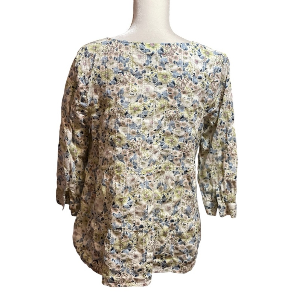 J. Jill Womens Floral Blouse Tiered Textured Size Medium Spring Peasant Fairy - Picture 3 of 12